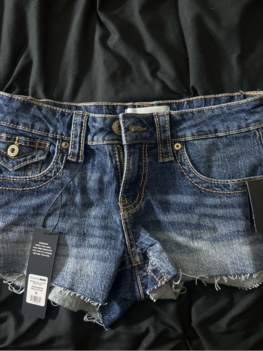 Low rise denim shorts